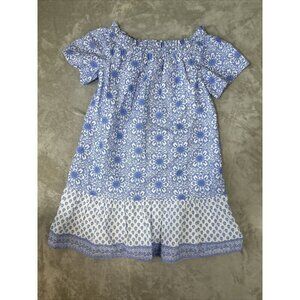 Women’s Vineyard Off Shoulder Dress Floral Blue White Size Small